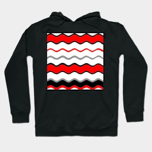 red black white silver grey wavy striped pattern Hoodie